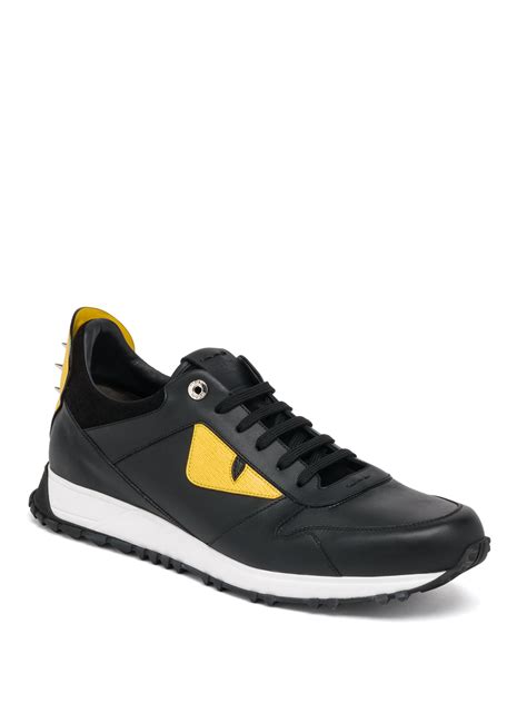 fendi mens black leather runners|Black Men's Fendi Shoes .